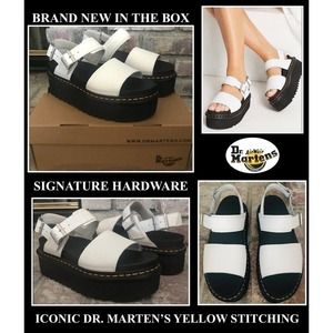 Dr Marten Women VOSS QUAD White Platform Sandals Size 10 BNIB